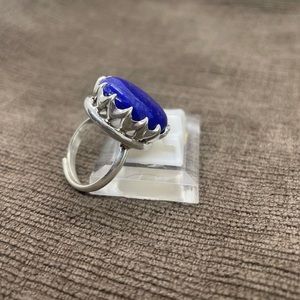 Sterling Silver Natural Lapis Lazuli Adjustable Ring